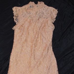 Pink Lace Fitted Dress